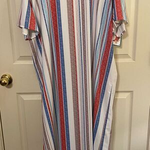 SHEIN Striped Maxi Dress - Red, Blue, White